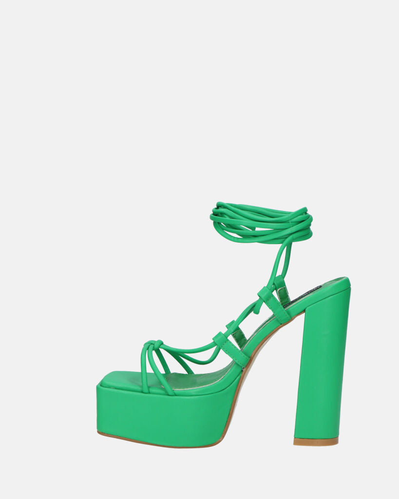 NADITZA - sandali con tacco alto e lacci in ecopelle verde