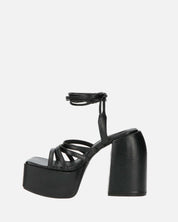 GILDA - sandali con tacco in ecopelle nera con lacci