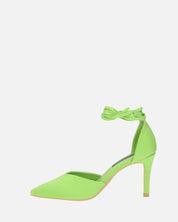 MAURA - tacchi a spillo a punta con lacci in lycra verde mela