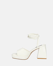 TOMI - sandali bianchi con lacci e tacco squadrato