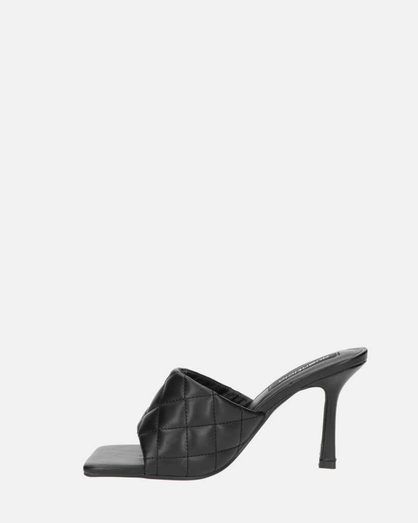 GABY - talon aiguille noir avec bande et coutures