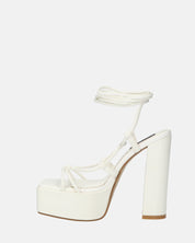 NADITZA - sandali con tacco alto e lacci in ecopelle bianca