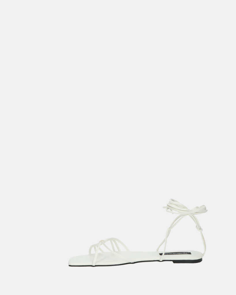 NECLA - sandalo basso bianco infradito con lacci