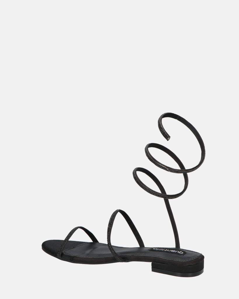 DOMINIKA - tacchi bassi neri con gemme e spirale.