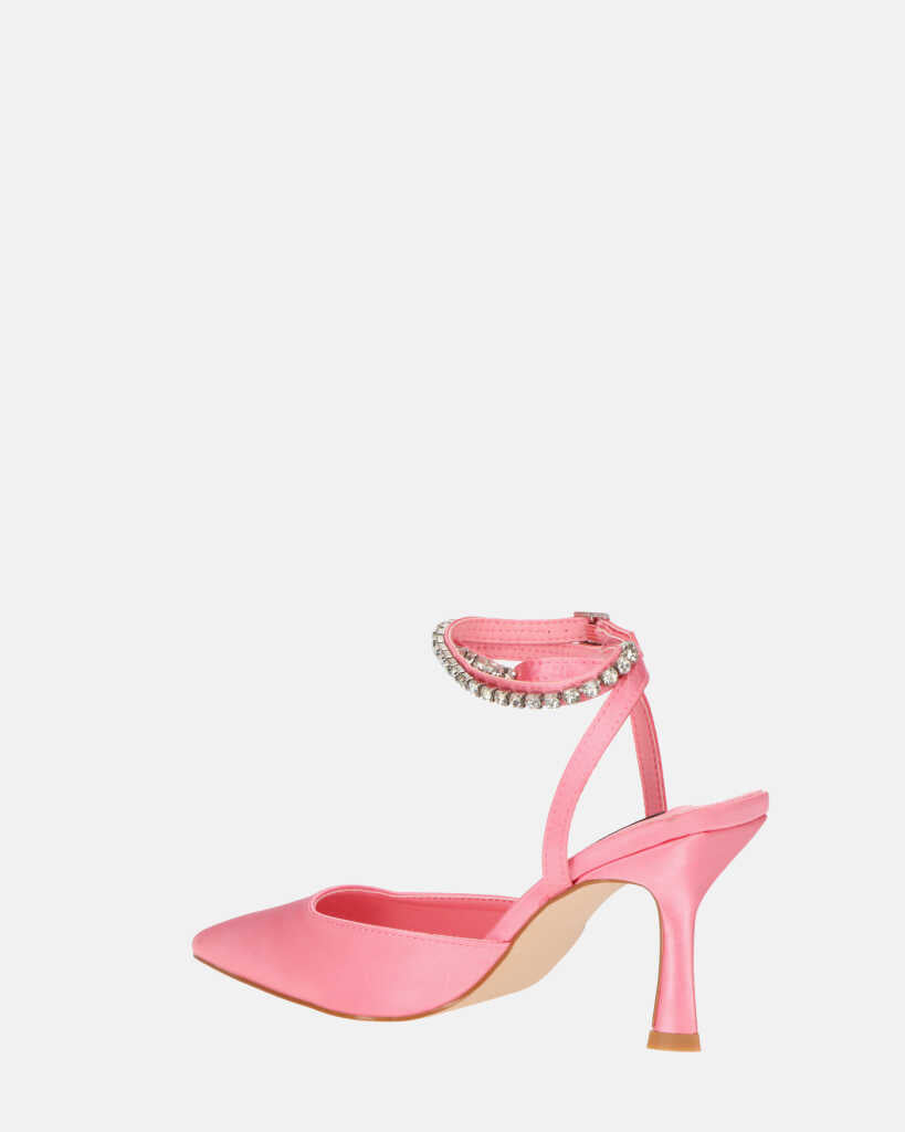 DORIS - scarpe con tacco il lycra rosa chiaro e gemme sul cinturino