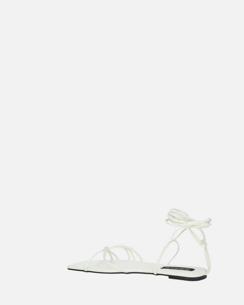 NECLA - sandalo basso bianco infradito con lacci