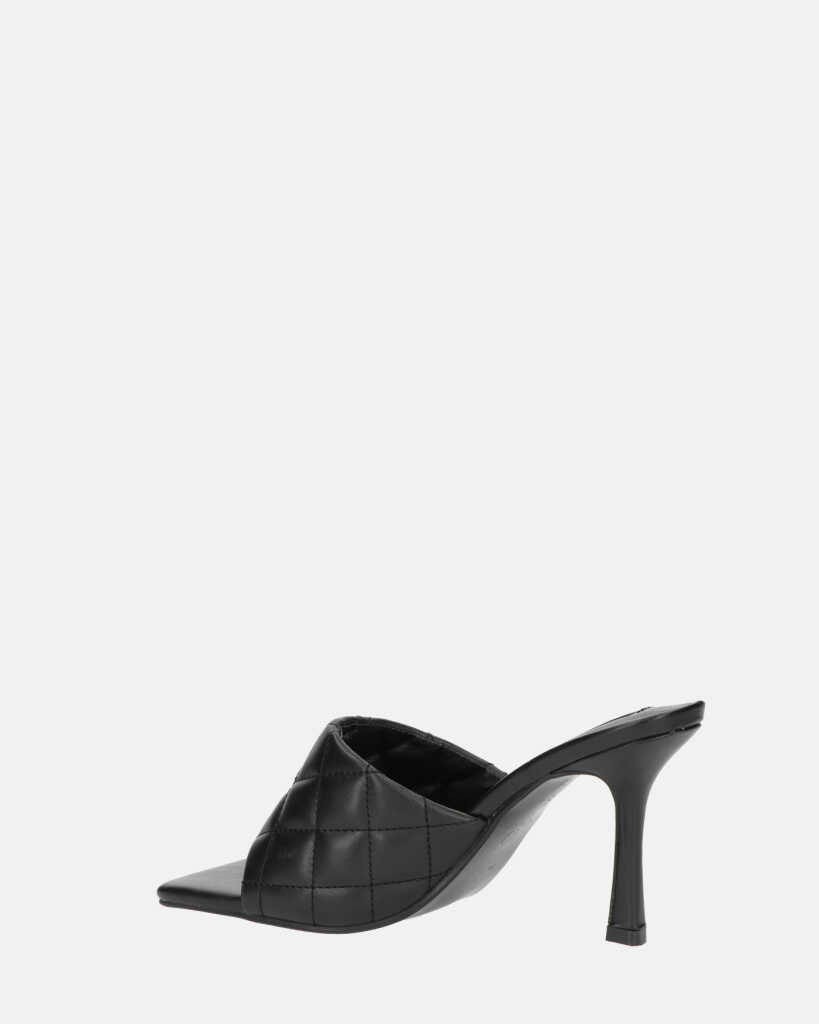 GABY - talon aiguille noir avec bande et coutures