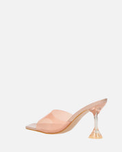 FIAMMA - sandalo con tacco in perspex beige con suola in PU