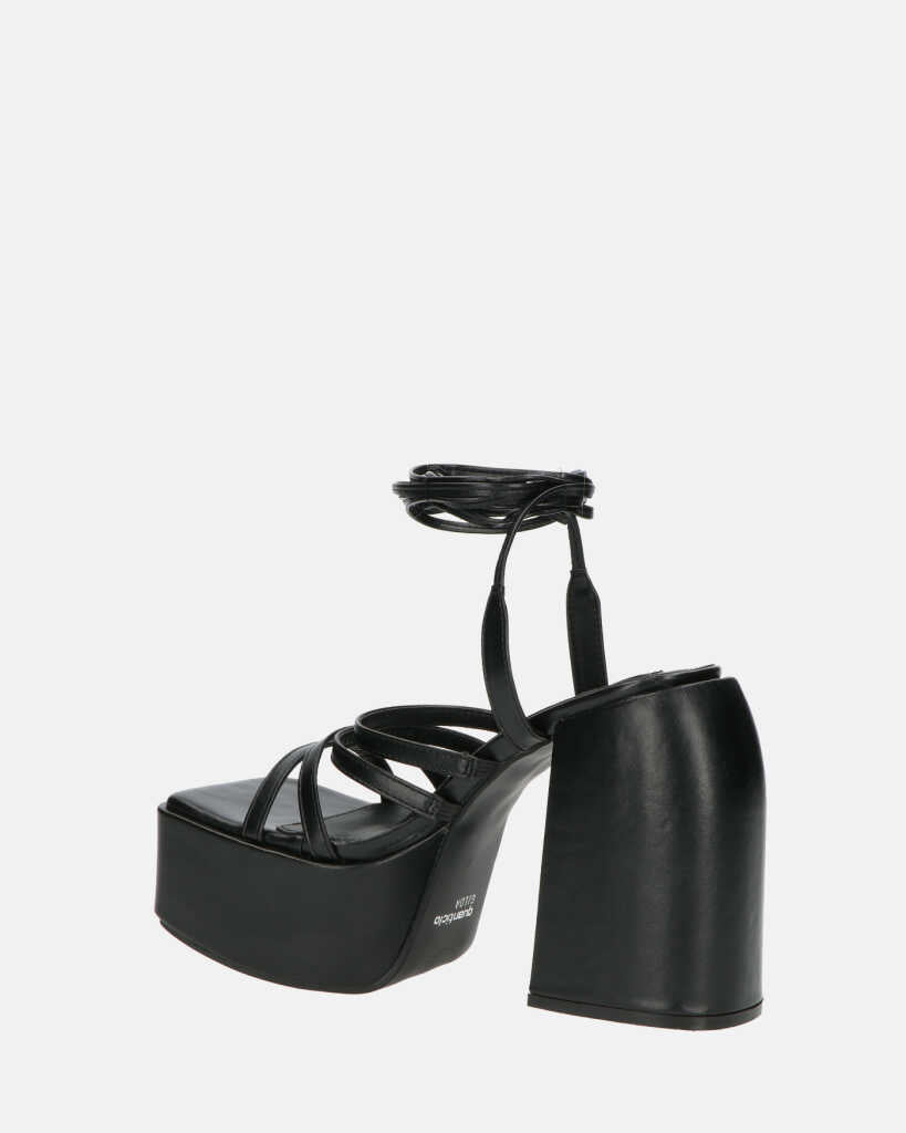 GILDA - sandali con tacco in ecopelle nera con lacci