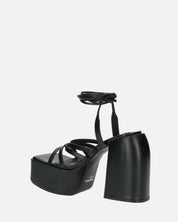 GILDA - sandali con tacco in ecopelle nera con lacci