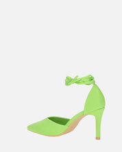 MAURA - tacchi a spillo a punta con lacci in lycra verde mela
