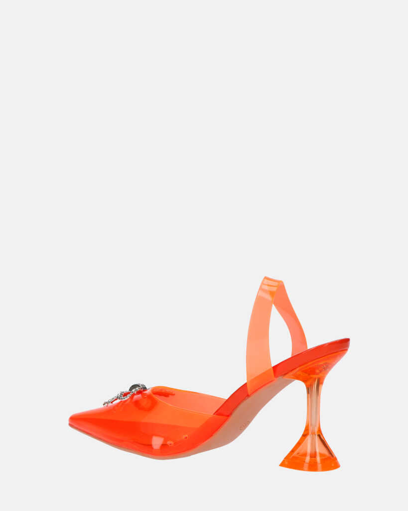 CONSUELO - tacchi in perspex arancioni con decorazioni in punta
