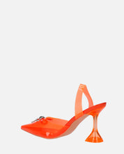 CONSUELO - tacchi in perspex arancioni con decorazioni in punta
