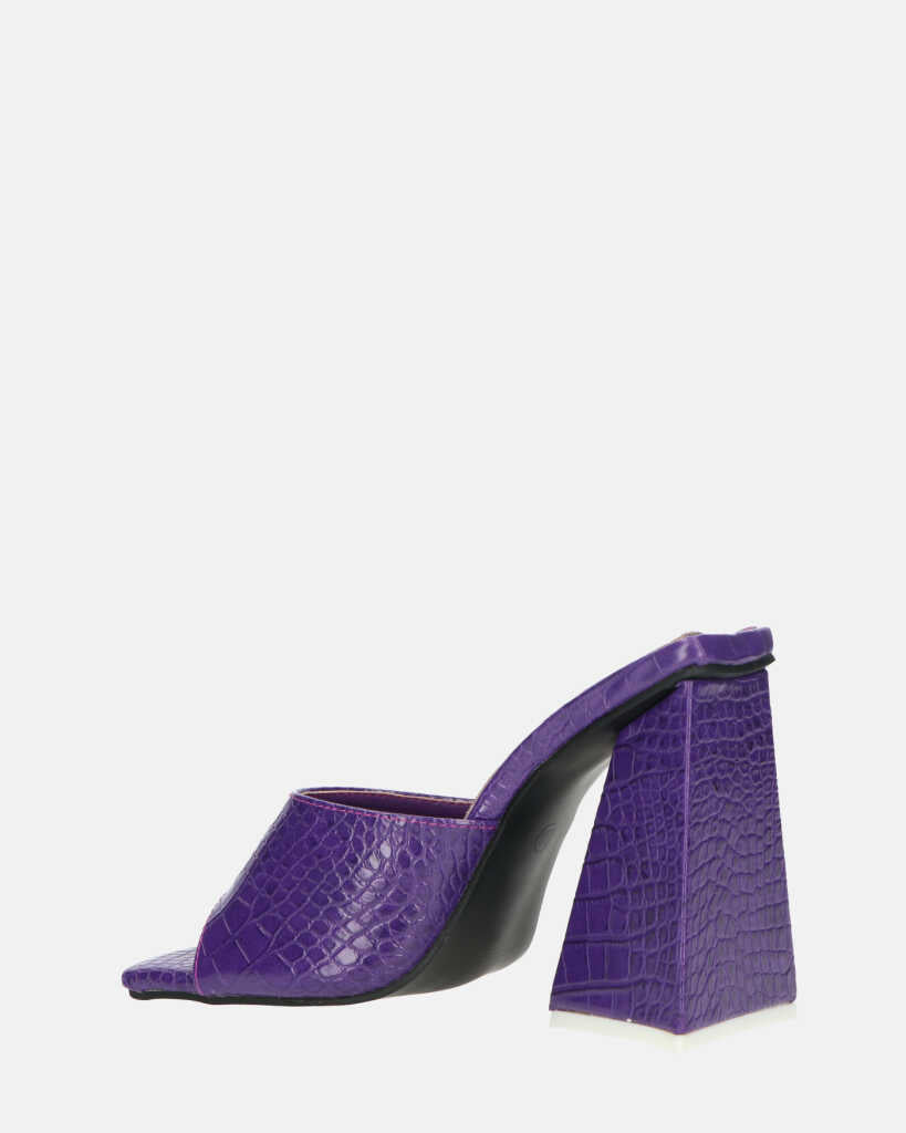 BUKET - sandali con tacco viola coccodrillo