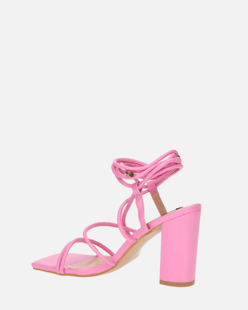 MARISOL - sandali con tacco rosa con lacci