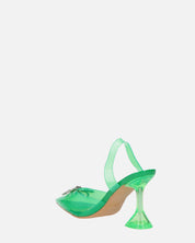 CONSUELO - tacchi in perspex verdi con decorazioni in punta