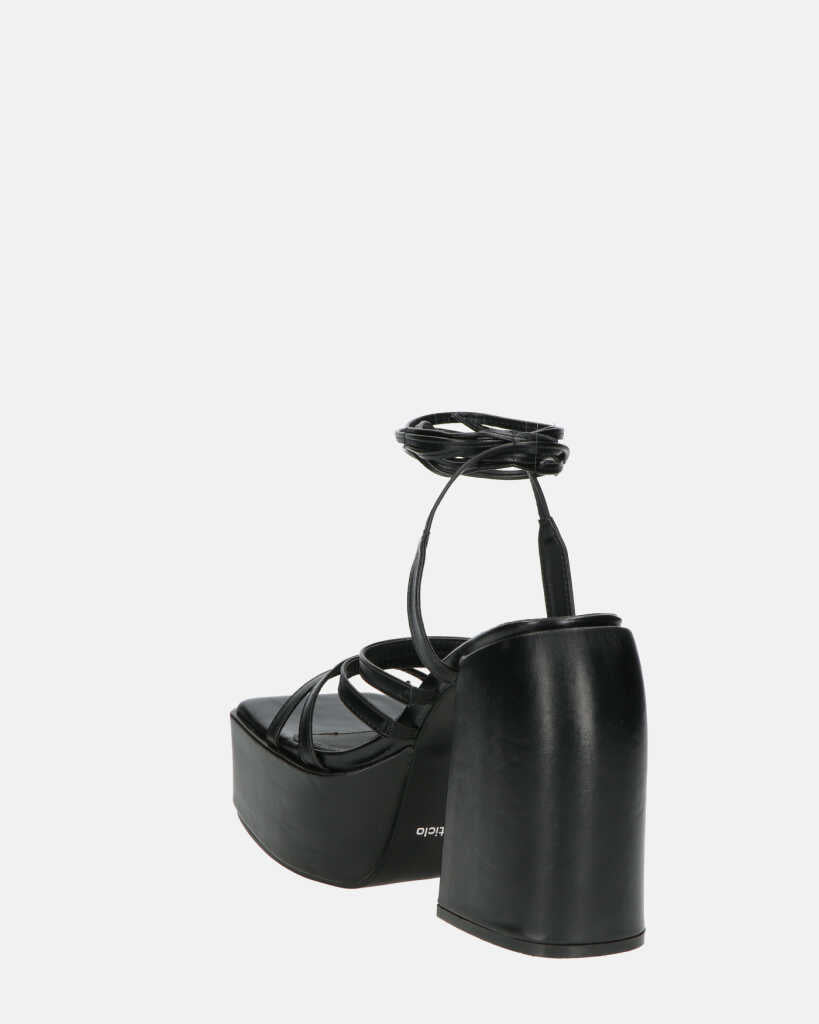 GILDA - sandali con tacco in ecopelle nera con lacci