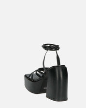 GILDA - sandali con tacco in ecopelle nera con lacci