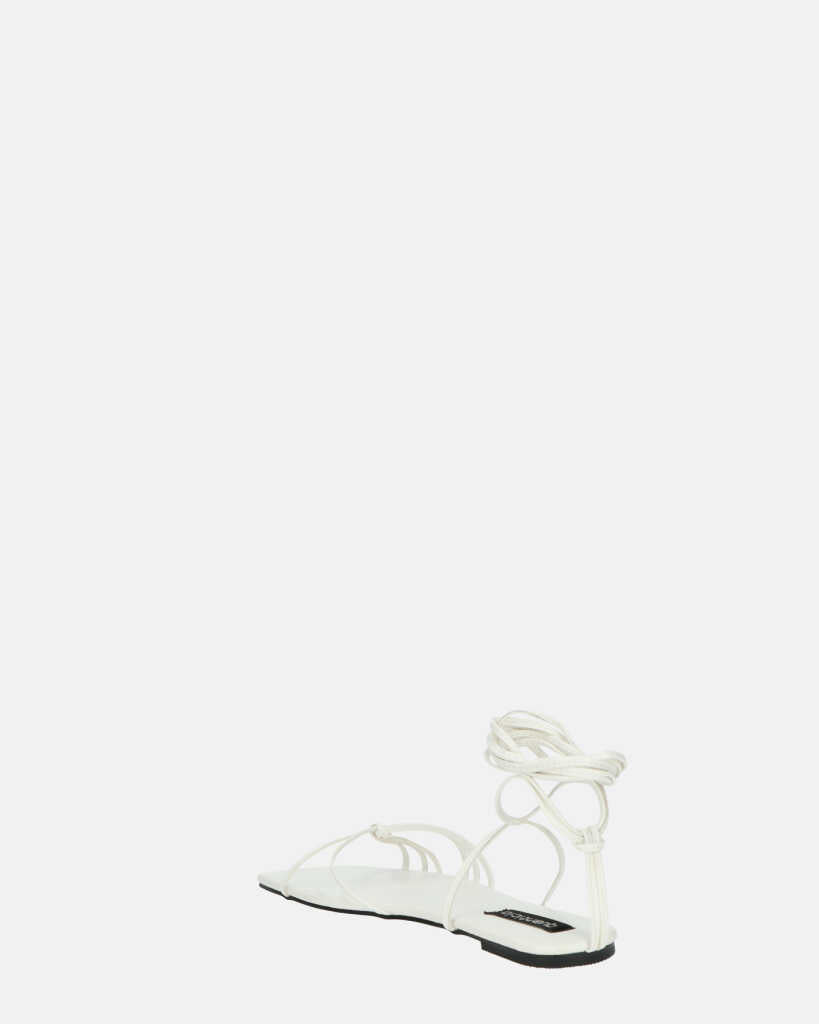 NECLA - sandalo basso bianco infradito con lacci