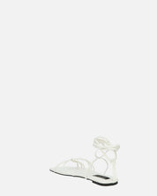 NECLA - sandalo basso bianco infradito con lacci