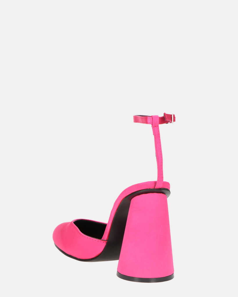 MAYBELLE - sandali in lycra fucsia con tacco cilindrico