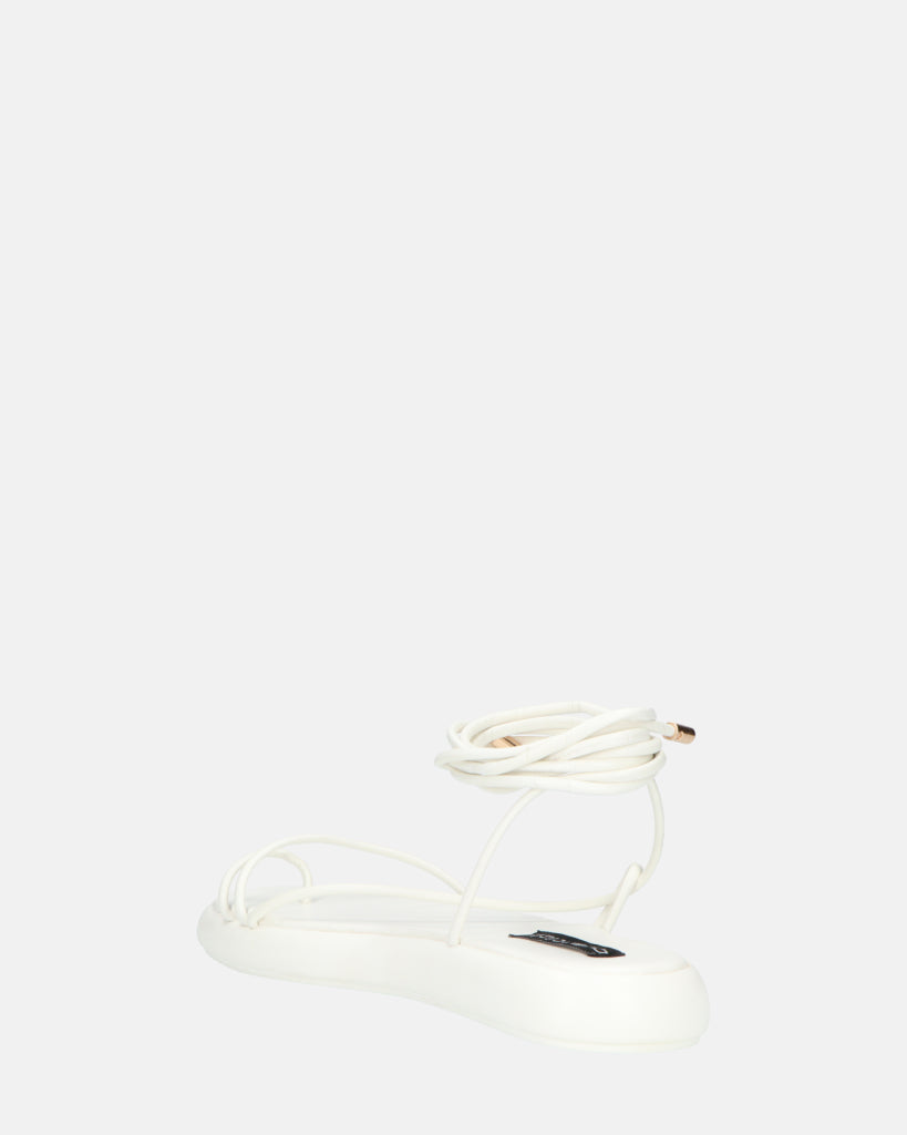 LACEY - sandali infradito bassi bianchi con lacci