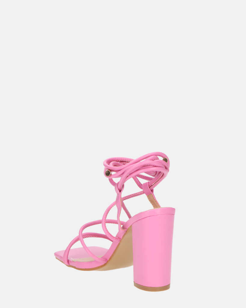 MARISOL - sandali con tacco rosa con lacci