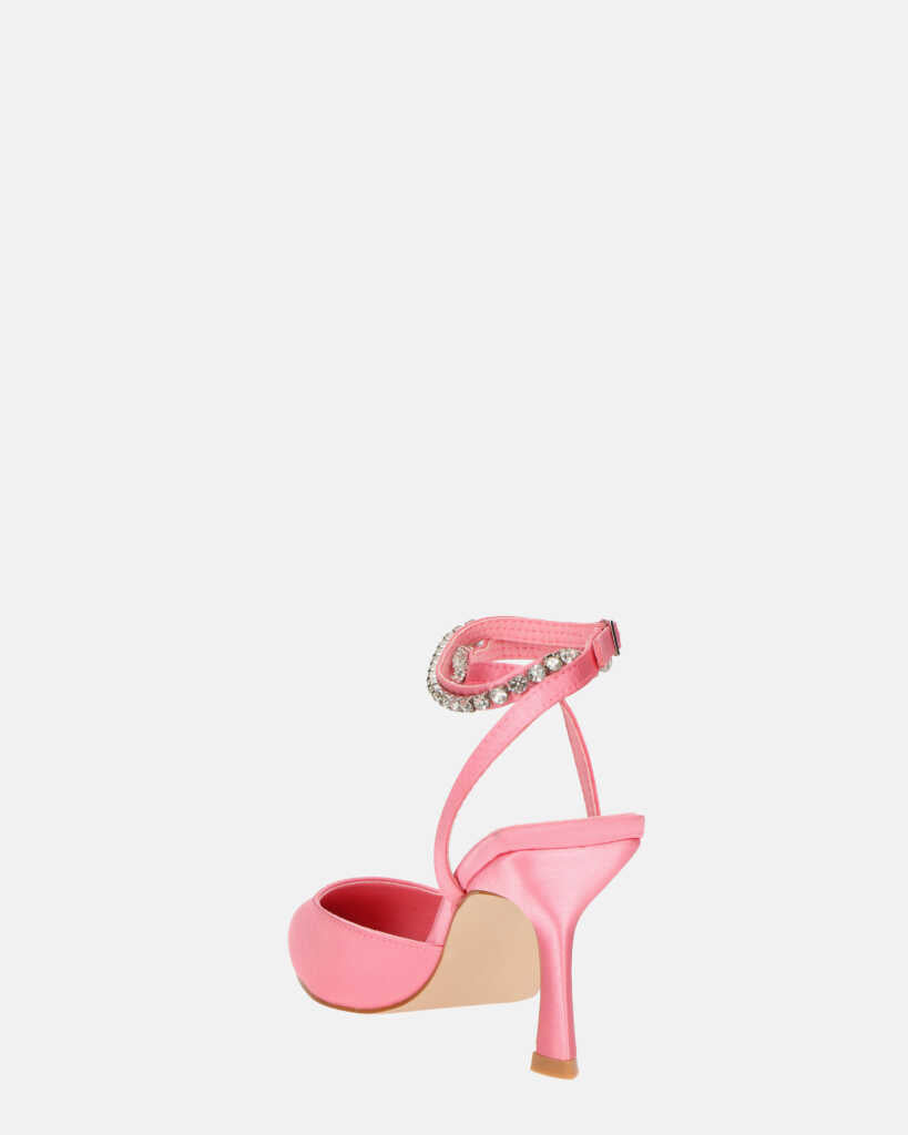 DORIS - scarpe con tacco il lycra rosa chiaro e gemme sul cinturino