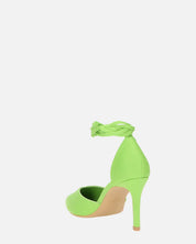 MAURA - tacchi a spillo a punta con lacci in lycra verde mela