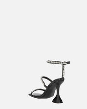 TAHLA - sandalo nero con tacco e gemme argentate