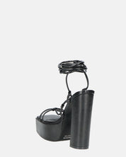 NADITZA - sandali con tacco alto e lacci in ecopelle nera