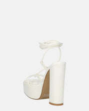 NADITZA - sandali con tacco alto e lacci in ecopelle bianca