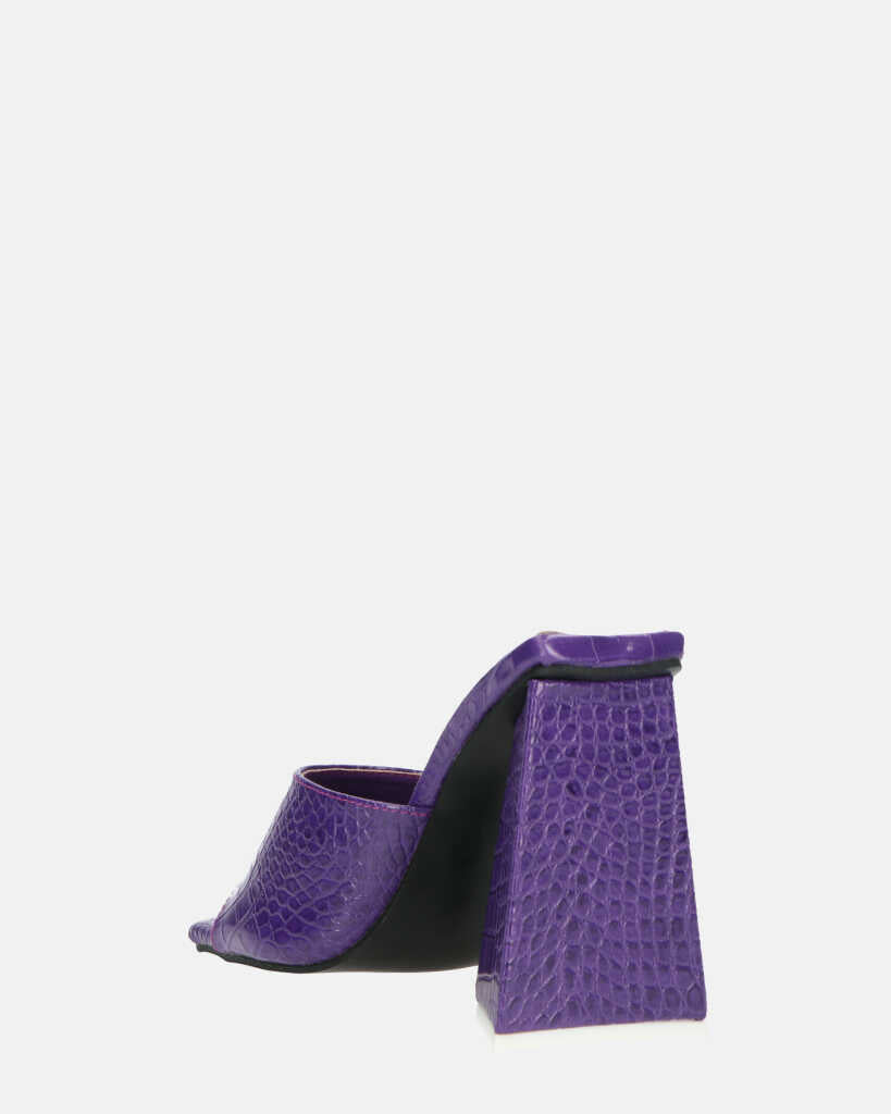 BUKET - sandali con tacco viola coccodrillo