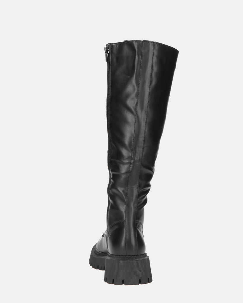 ELLE - stivale in ecopelle nera con lacci