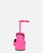 MAYBELLE - sandali in lycra fucsia con tacco cilindrico