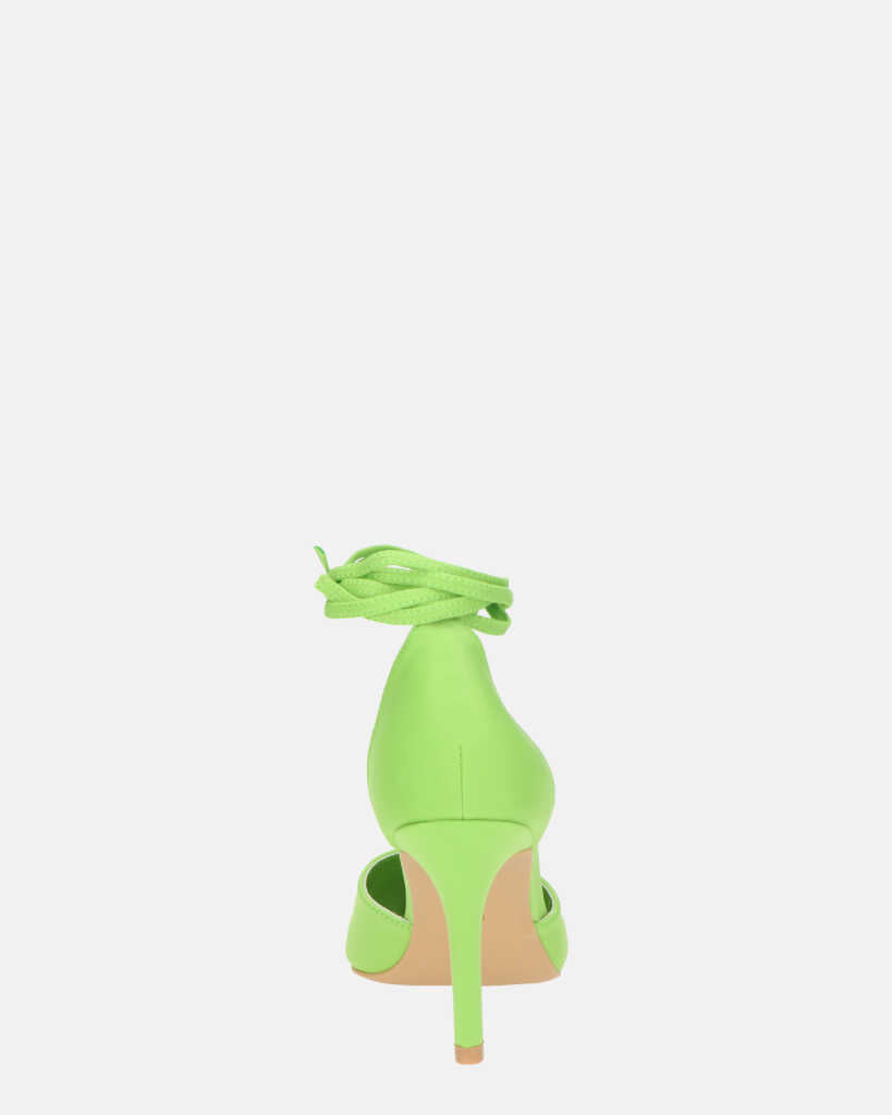 MAURA - tacchi a spillo a punta con lacci in lycra verde mela