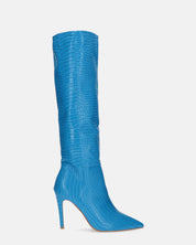 LOLY - stivale con tacco in coccodrillo blu