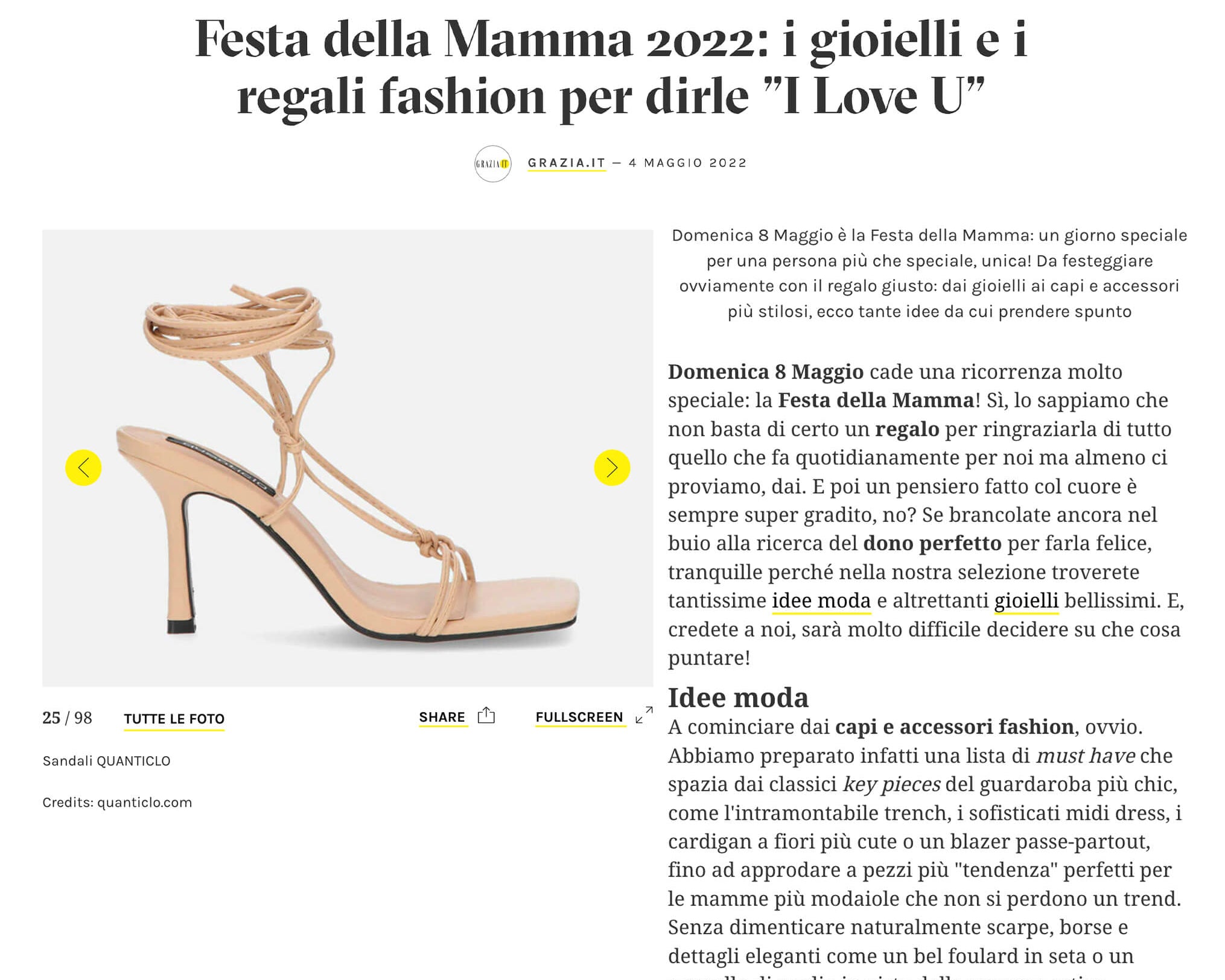 GRAZIA - Festa della Mamma 2022: i gioielli e i regali fashion per dirle "I Love U"
