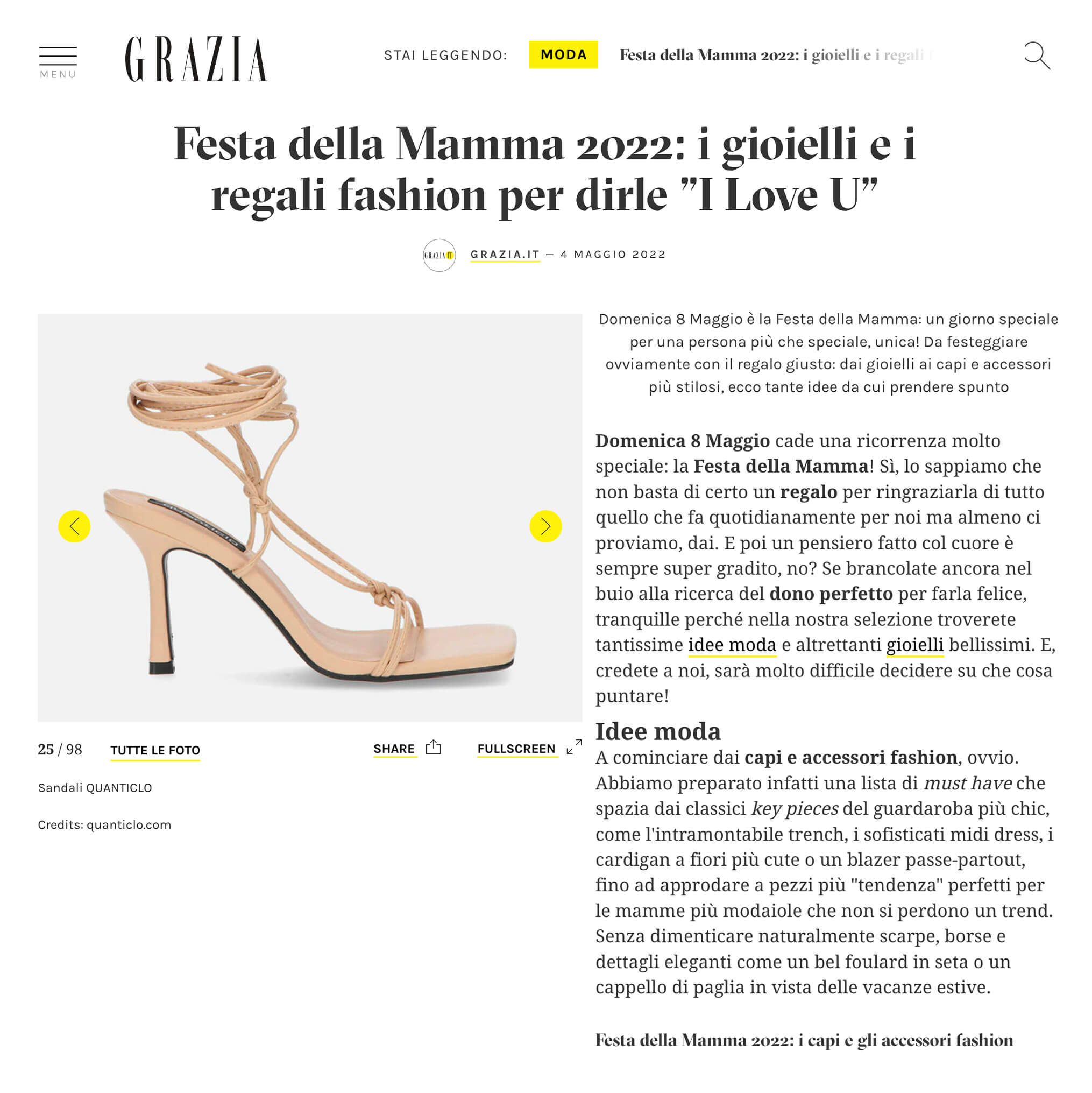 GRAZIA - Festa della Mamma 2022: i gioielli e i regali fashion per dirle "I Love U"