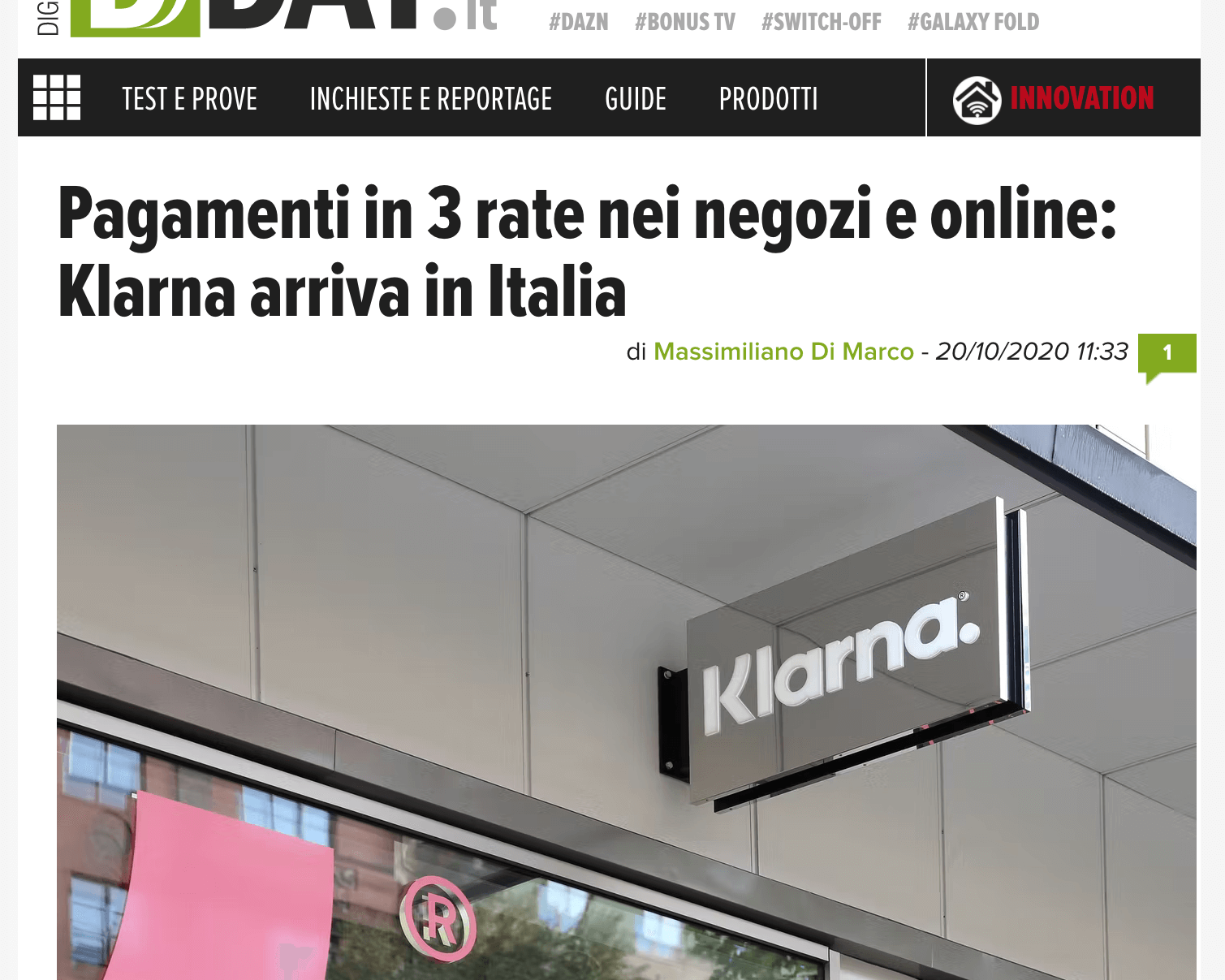 DDAY - Pagamenti in 3 rate. Klarna arriva in Italia