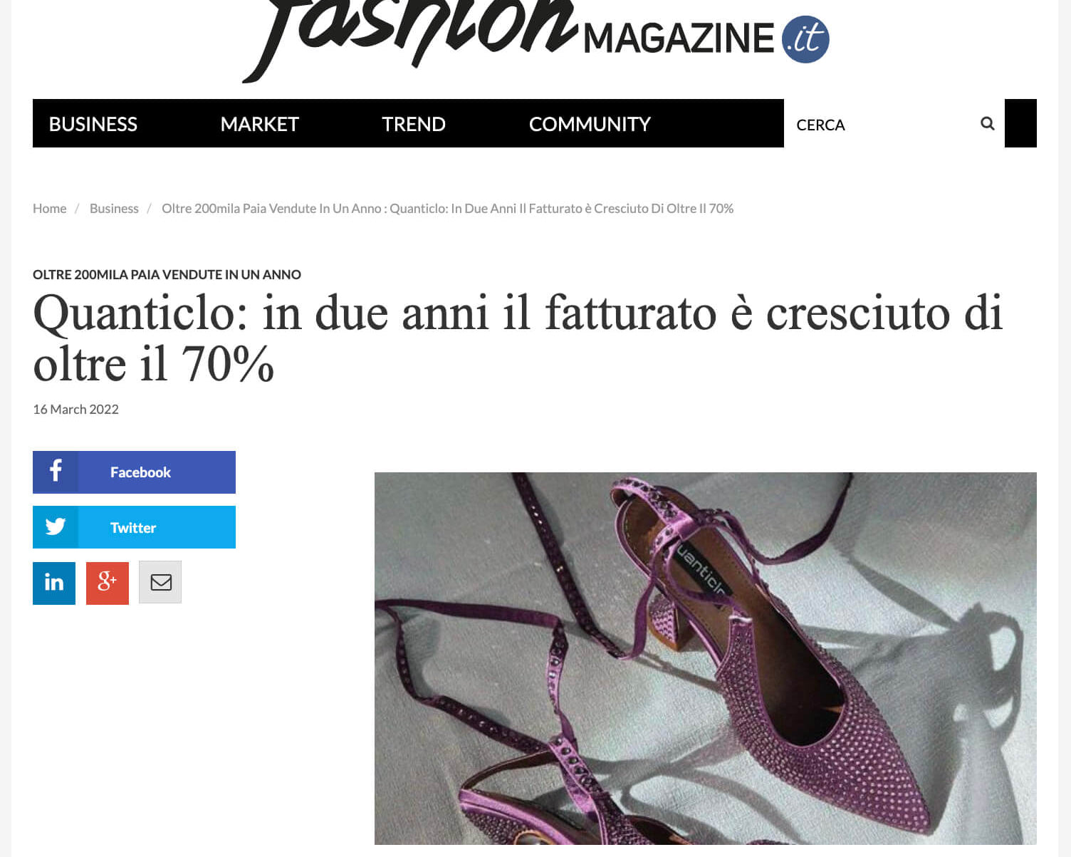 FASHIONMAGAZINE - Quanticlo sfonda il tetto delle 200mila scarpe vendute