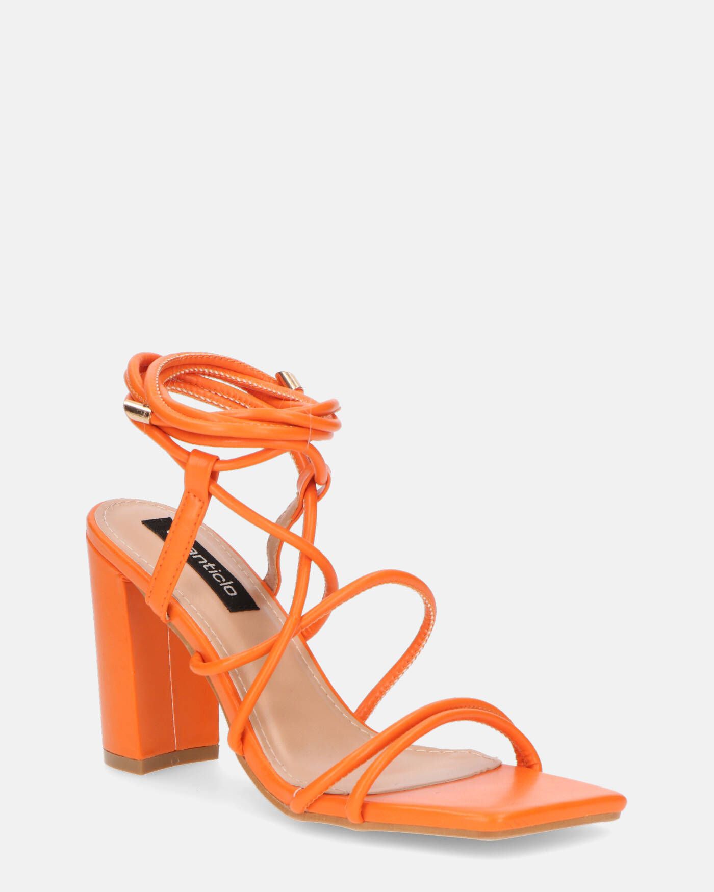 MARISOL - sandali con tacco arancio con lacci