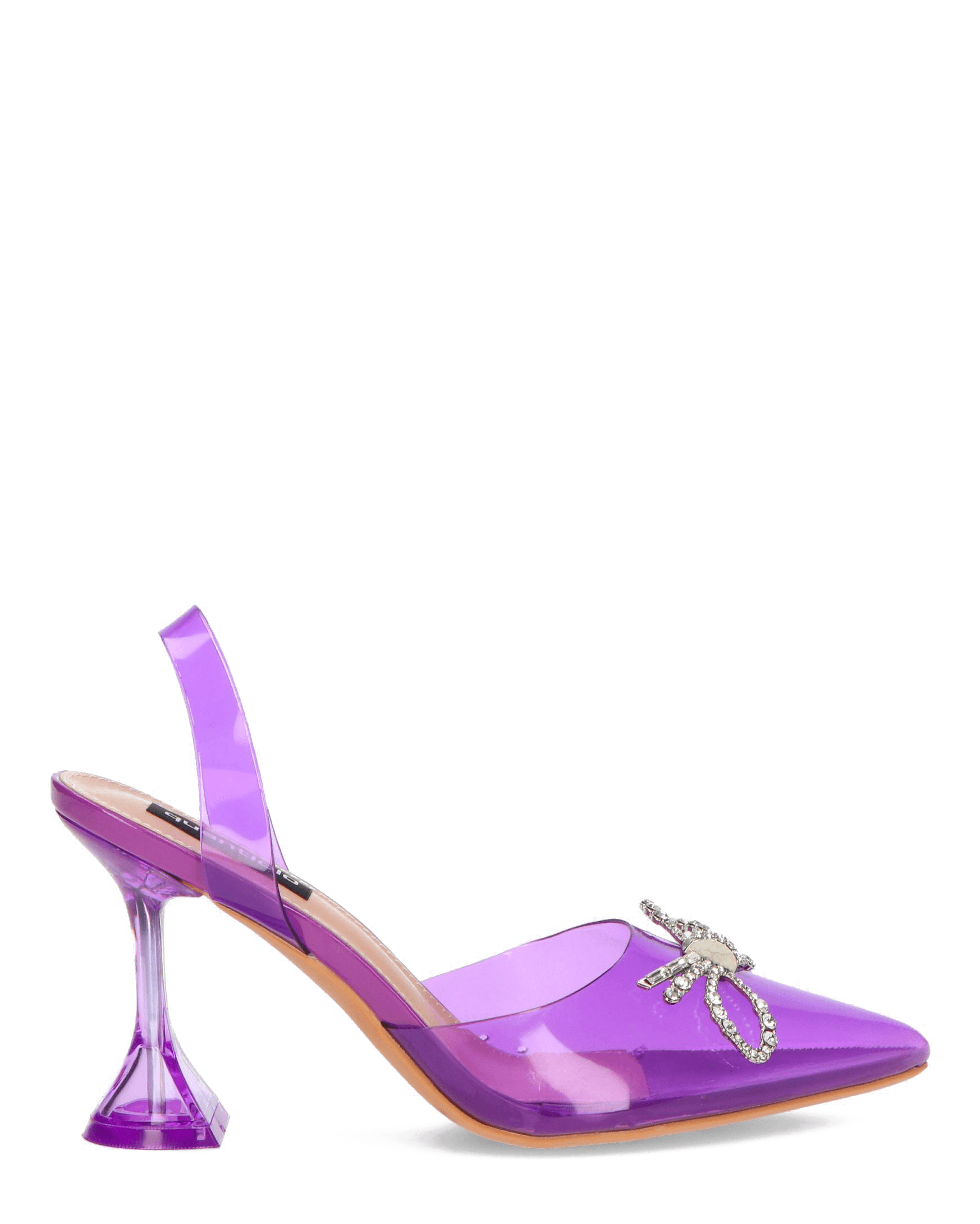 CONSUELO - tacchi in perspex viola con decorazioni in punta