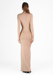 TARNA - vestito nude lungo con scollatura profonda