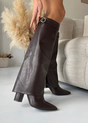 CHESTER - stivale alto con risvolto e fibbia in oro