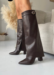 CHESTER - stivale alto con risvolto e fibbia in oro