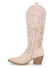 JADY - stivali camperos beige chiaro con gambale traforato