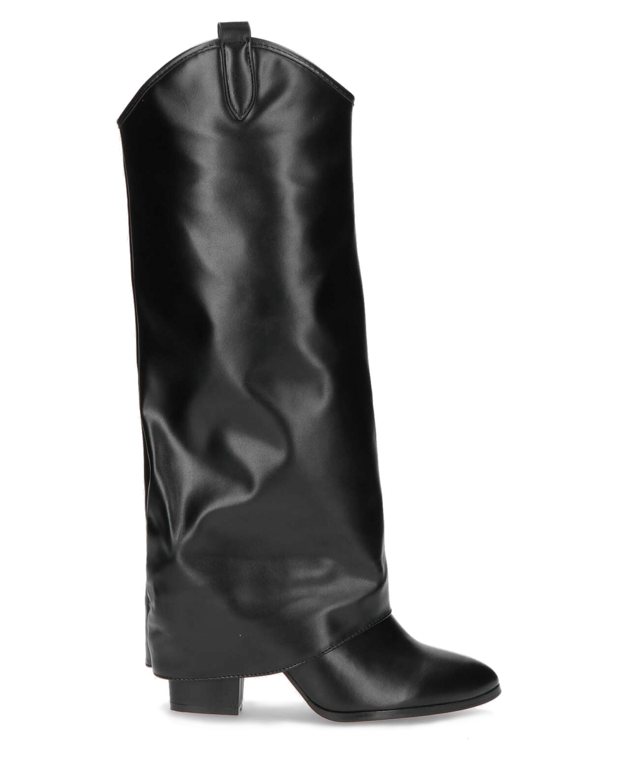 KEZIA - stivale alto nero con risvolto