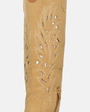SIRIA - camperos beige in camoscio con decorazioni sul gambale
