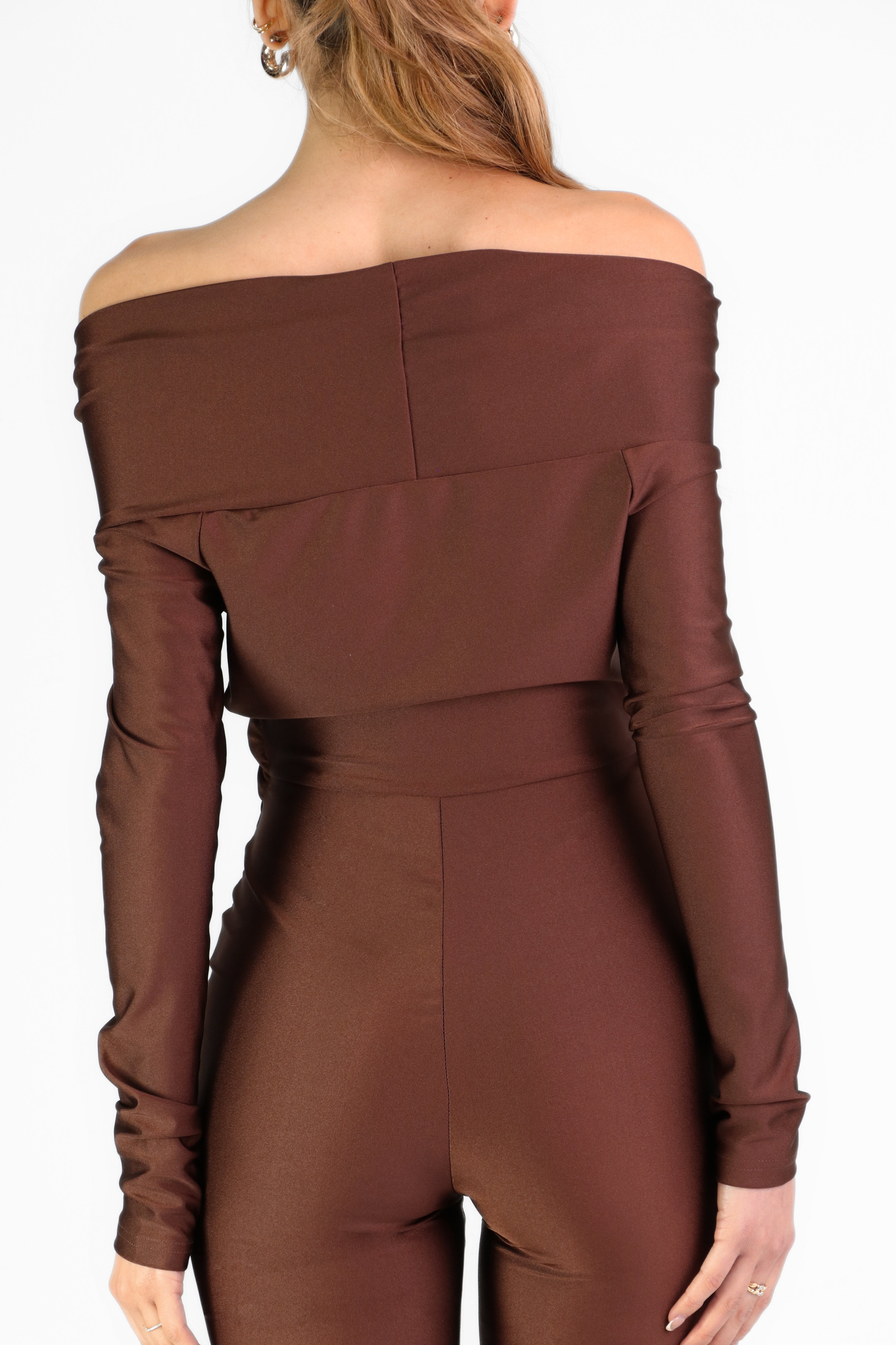 Chunpin Tuta Donna Manica Corta Scollo Quadrato – Morbida In Poliammide Ed Elastan (Marrone, X-Large)